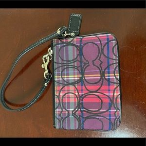 Plaid Coach wristlet